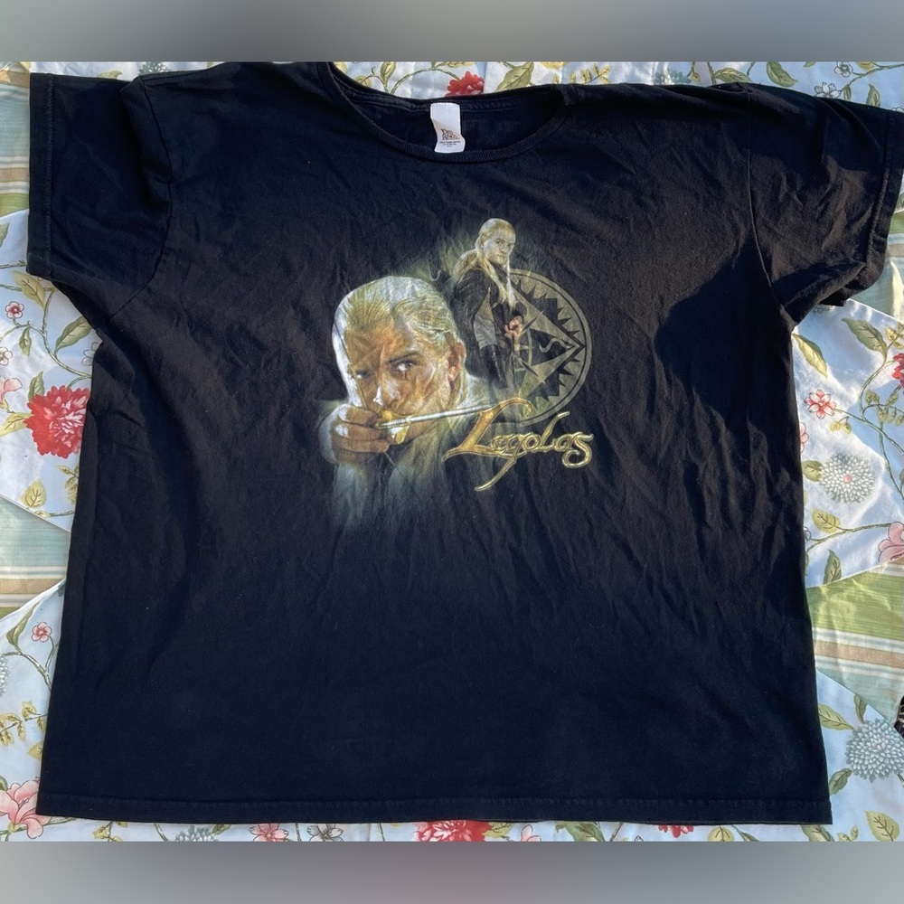 Vintage The Lord of the Rings Legalos Black Graphic T-Shirt - Picture 3 of 14